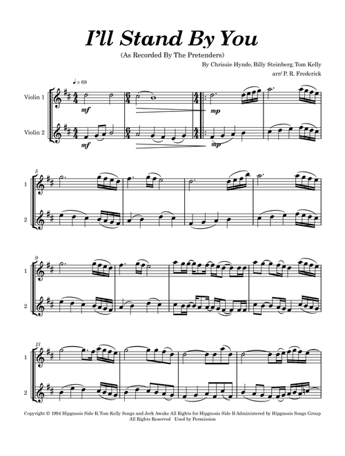 I'll Stand By You (Arr. P. R. Frederick) - Pretenders (Violin Duet)