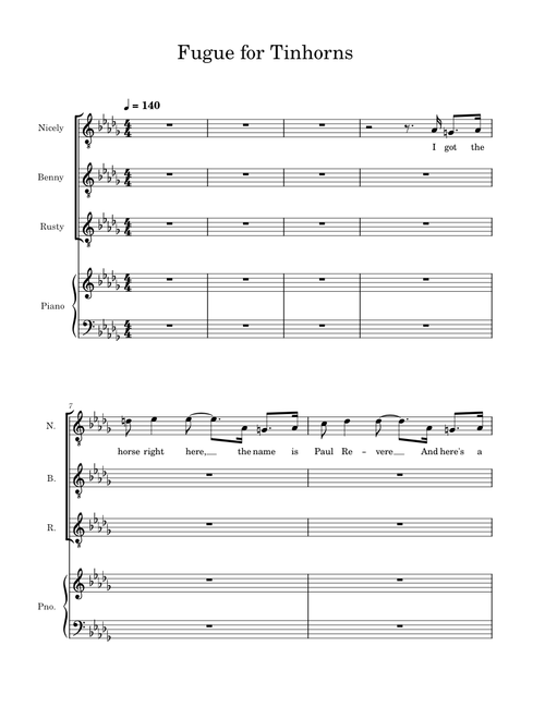 Fugue for Tinhorns – Frank Loesser Fugue for Tinhorns