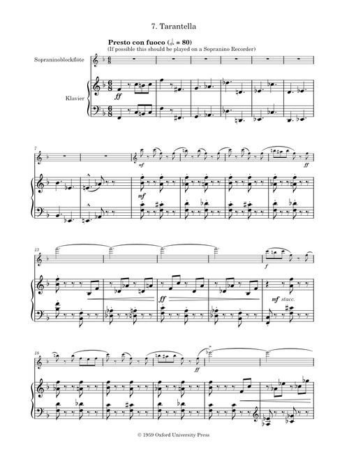 Gordon Jacob - Suite for Treble Recorder and Piano sheet music by