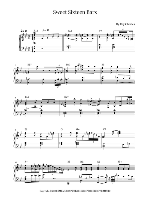 Sweet Sixteen Bars (Arr. Roger da Luz) - Ray Charles (Piano Solo)