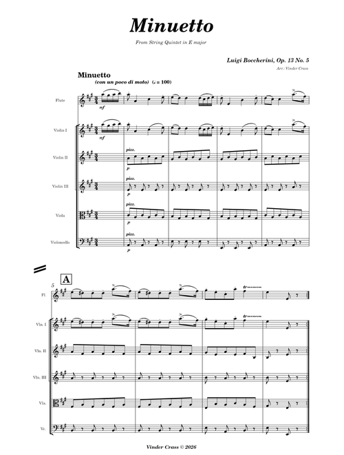 Minuetto – Luigi Boccherini (arr. Vinder Crass)