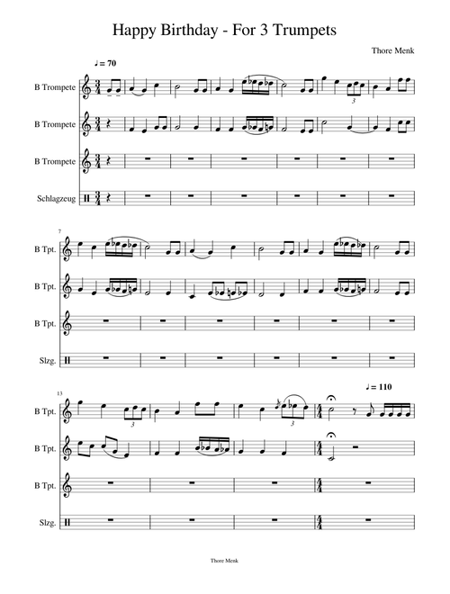 Happy Birthday (Jazz) - For 3 Trumpets