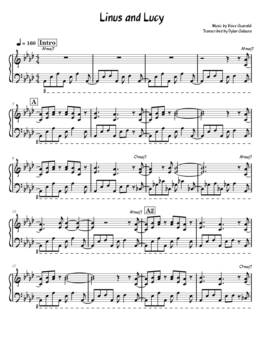Linus and Lucy Theme Song from Charlie Brown Sheet music for Piano (Solo) | Musescore.com linus-and-lucy-theme-song-from-charlie-brown-sheet-music-for-piano-solo-musescore-com