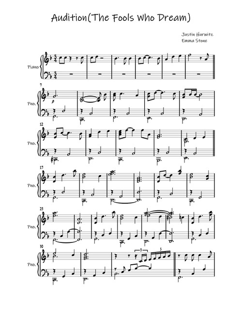 Audition (The Fools Who Dream) (Arr. Emma Stone) - Justin Hurwitz, Benj Pasek, Justin Paul (Piano Solo)