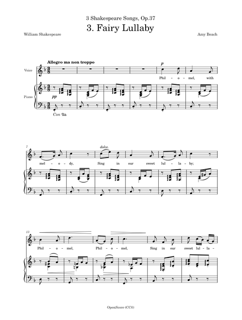 Beach, Amy – 3 Shakespeare Songs, Op.37, No.3 - Fairy Lullaby