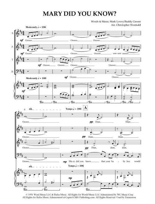 Mary, Did You Know? (Arr. Christopher Wormald) - Pentatonix (Choral, SATB)