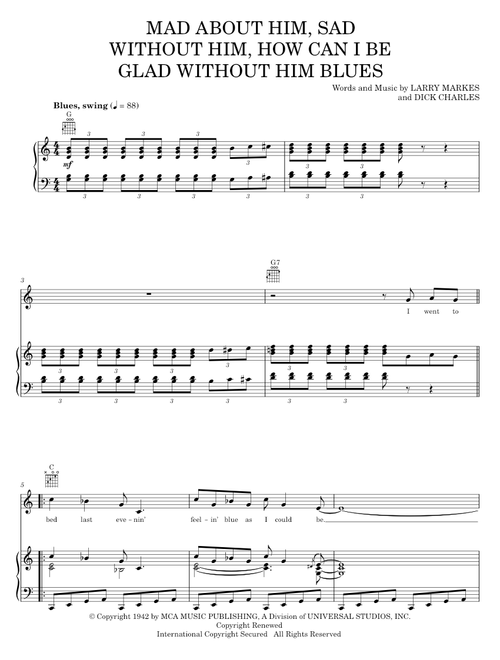 Mad About Him, Sad Without Him, How Can I Be Glad Without Him Blues - Dick Hyman, Dinah Shore (Piano-Vocal-Guitar)
