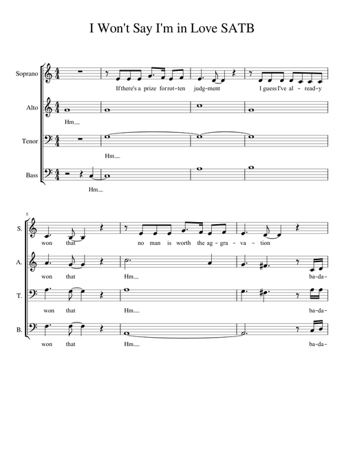 I Won't Say (I'm In Love) (SATB)