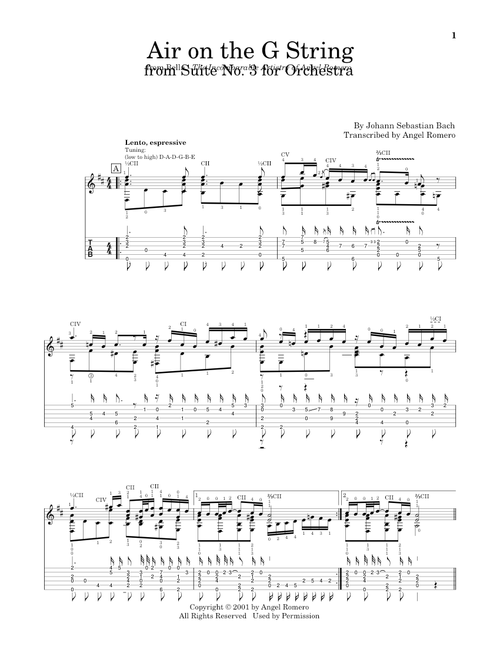 Air On The G String - Angel Romero, Johann Sebastian Bach (Solo Guitar)