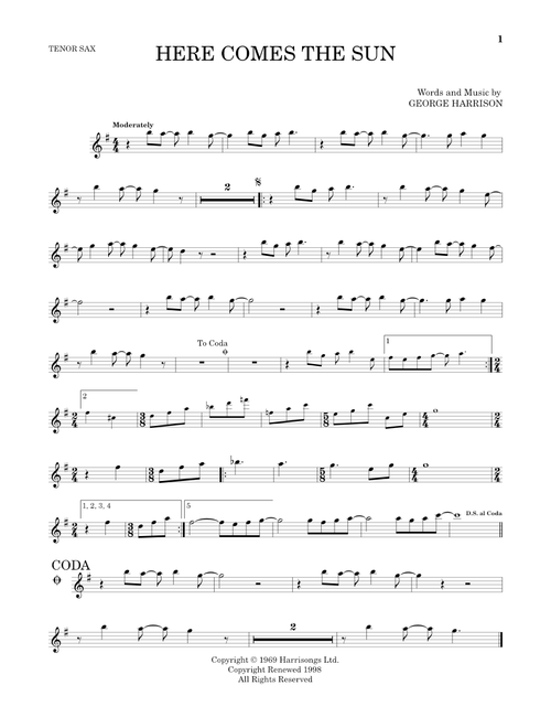 Here Comes The Sun - The Beatles (Tenor Sax Solo)