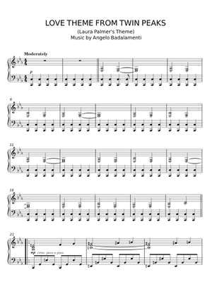 Twin Peaks Theme Sheet Music for Piano (Solo) easy | MuseScore.com