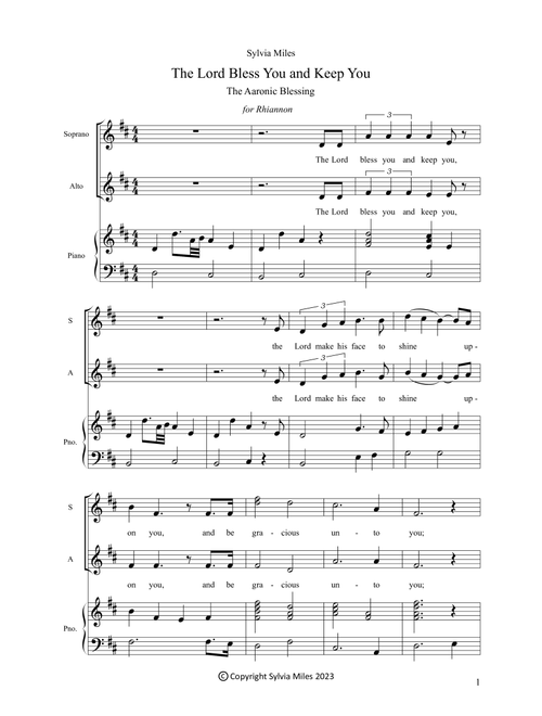 The Lord Bless You and Keep You (Arr. Sylvia Miles) (Choral, SA)