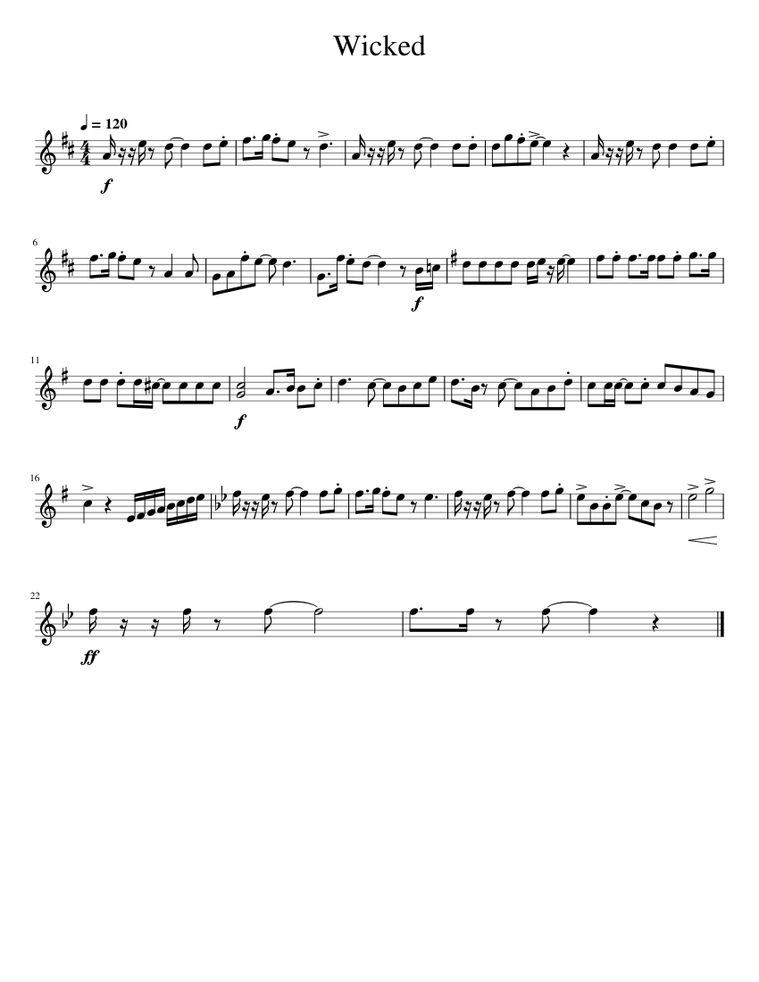 Wicked- Sax Sheet Music for Saxophone alto (Marching Band
