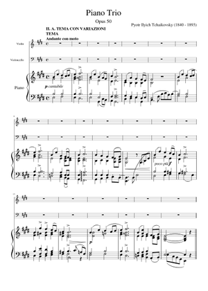 Piano Trio in A Minor, Op. 50 - Tchaikovsky -for Piano Solo Sheet