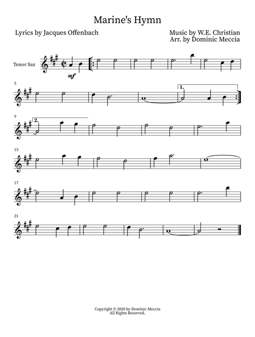 Marine's Hymn (Arr. Dominic Meccia) - Jacques Offenbach (Tenor Sax Solo)