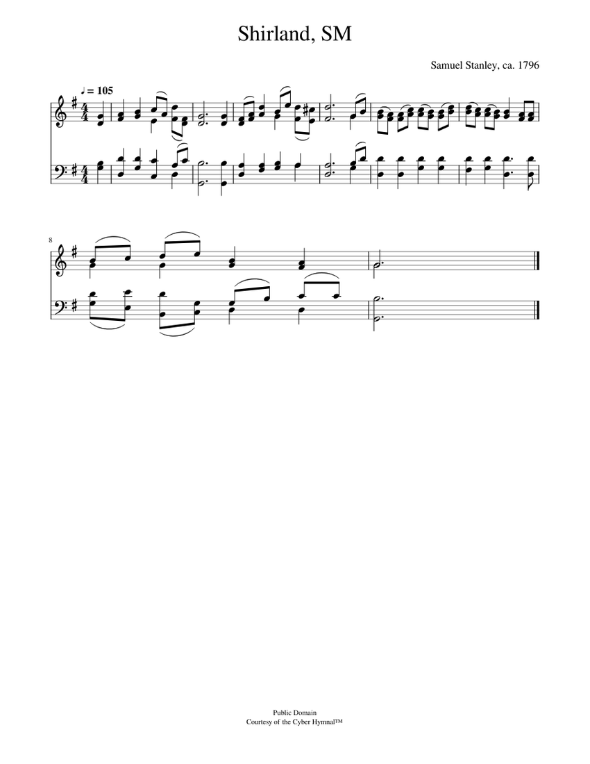 I love thy king­dom, lord - Samuel Stanley Sheet music for Piano (Piano ...