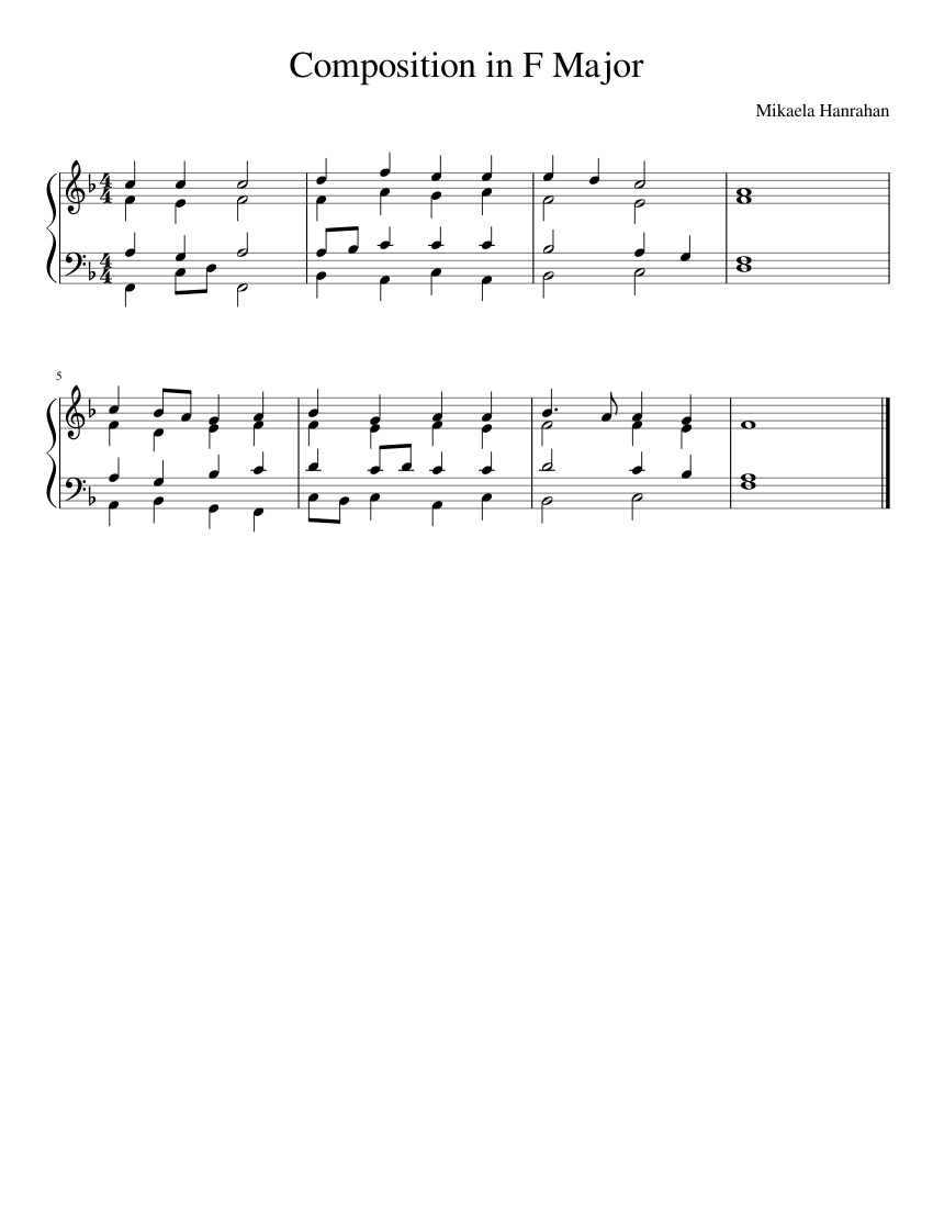 Composition in F Major Sheet Music for Piano (Solo) easy | MuseScore.com