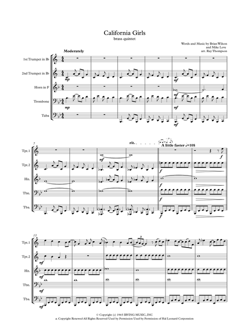 California Girls (Arr. Ray Thompson) - The Beach Boys (Brass Ensemble)