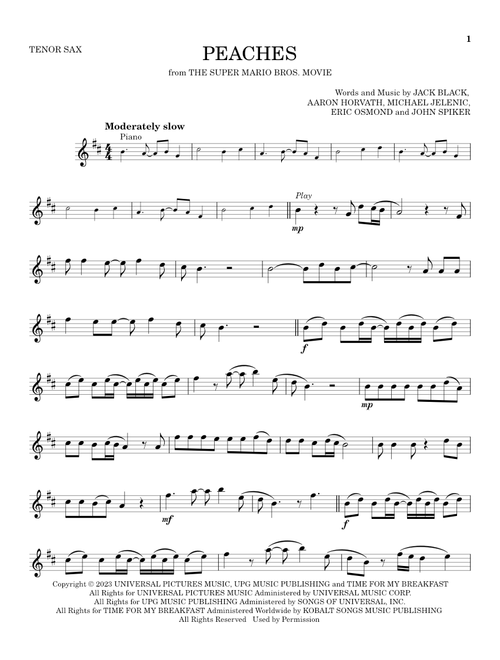 Peaches (from The Super Mario Bros. Movie) - Jack Black (Tenor Sax Solo)