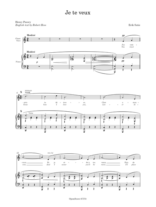 Satie, Erik – Je te veux