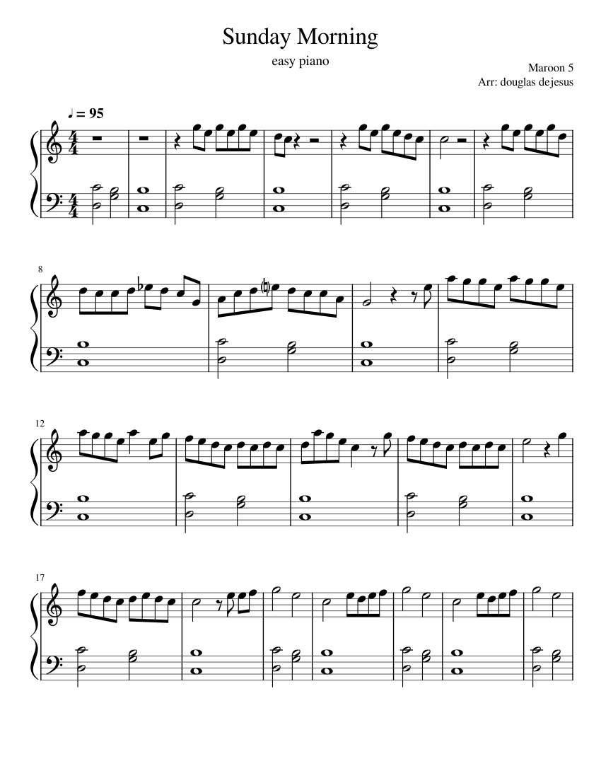 Sunday Morning Sheet Music for Piano (Solo) easy | MuseScore.com