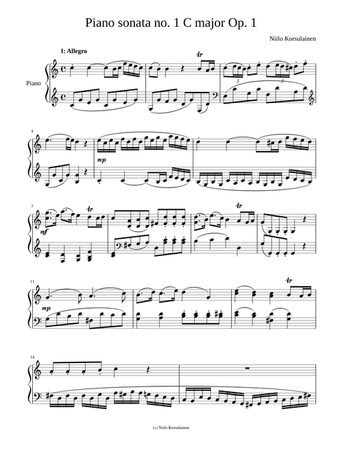 Piano sonata No. 1 Op. 1