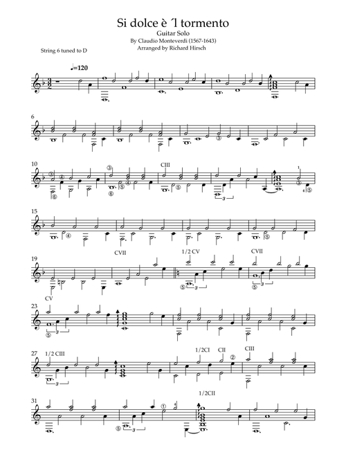 Si Dolce Ã¨ Â´l Tormento (Arr. Richard Hirsch) - Claudio Monteverdi (Solo Guitar)