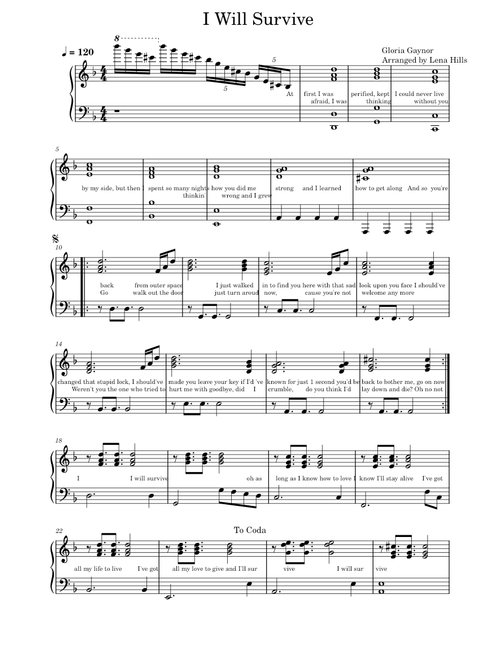 I will survive – Gloria Gaynor Easy/moderate accompaniment