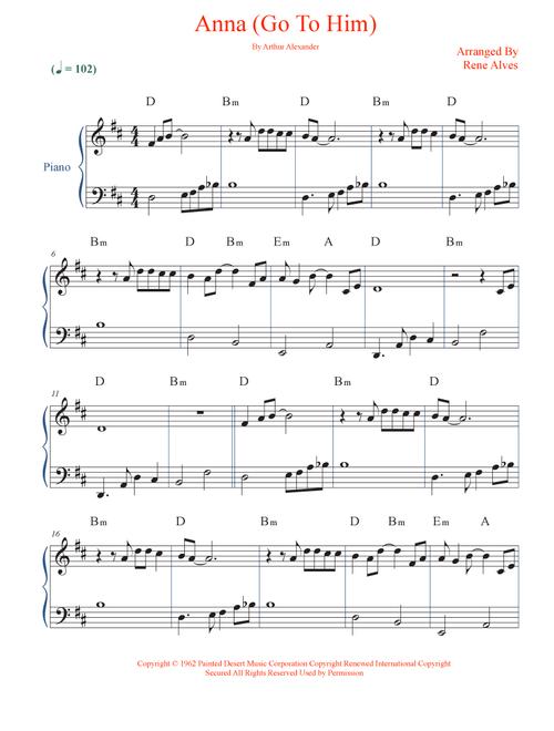 Anna (Go To Him) (Arr. Rene Alves) - The Beatles (Easy Piano)