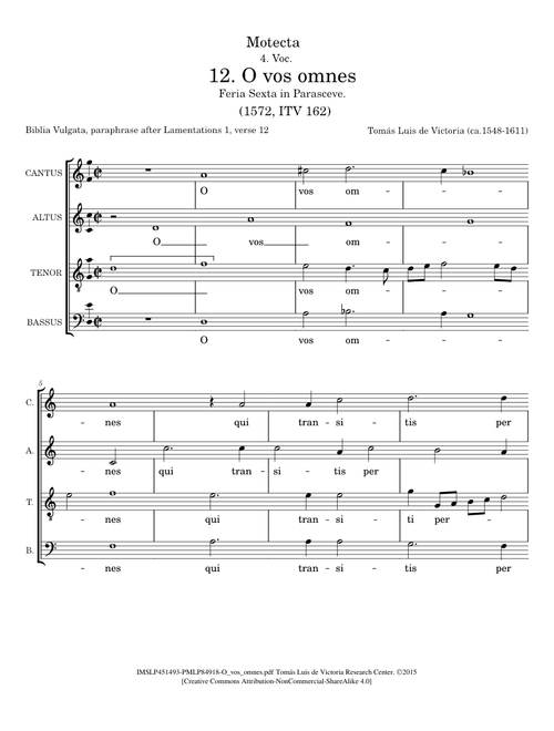 Motecta (1572), No. 12, "O vos omnes" – Tomás Luis de Victoria