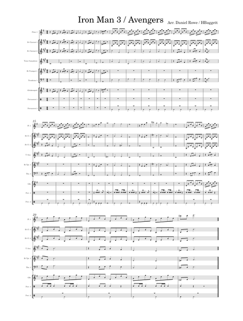 Iron Man 3 with some Avengers – Original Composers: Brian Tyler and Alan Silvestri Arr by Daniel Rowe and Hbaggett Iron Man 3 with some Avengers – Arr by Daniel Rowe and Hbaggett