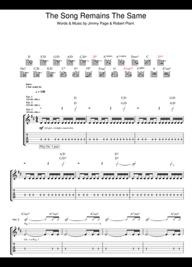 Free The Song Remains The Same by Led Zeppelin sheet music