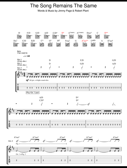 The Song Remains The Same - Led Zeppelin (Guitar Tab)