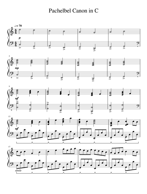 Pachelbel Canon in C (Piano)