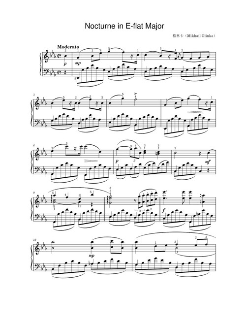 Nocturne in E-flat Major - Mikhail Glinka (Piano Solo)