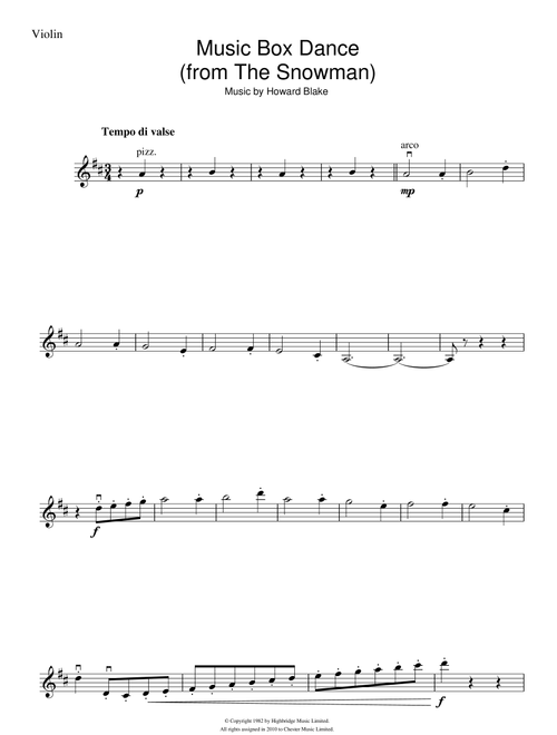 Music Box Dance (from The Snowman) - Howard Blake (Violin Solo)