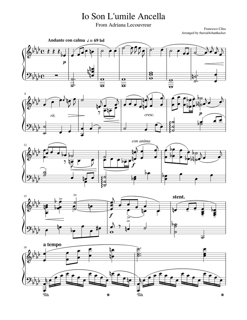 オペラ「アドリアーナ・ルクブルール」 Vocal score オペラ