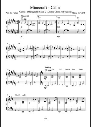 Calm 1 (Old) – C418 - Minecraft (Easy Piano) Sheet Music for Piano ...