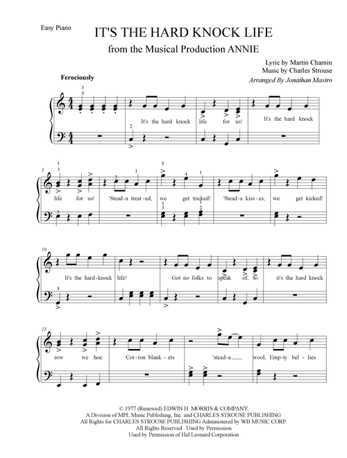 It's The Hard-Knock Life (Arr. Jonathan Mastro) - Charles Strouse (Piano Vocal)