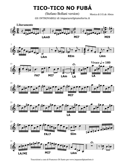 Tico-Tico No Fubá (Arr. Francesco Di Santo) - Stefano Bollani (Piano Chords-Lyrics)
