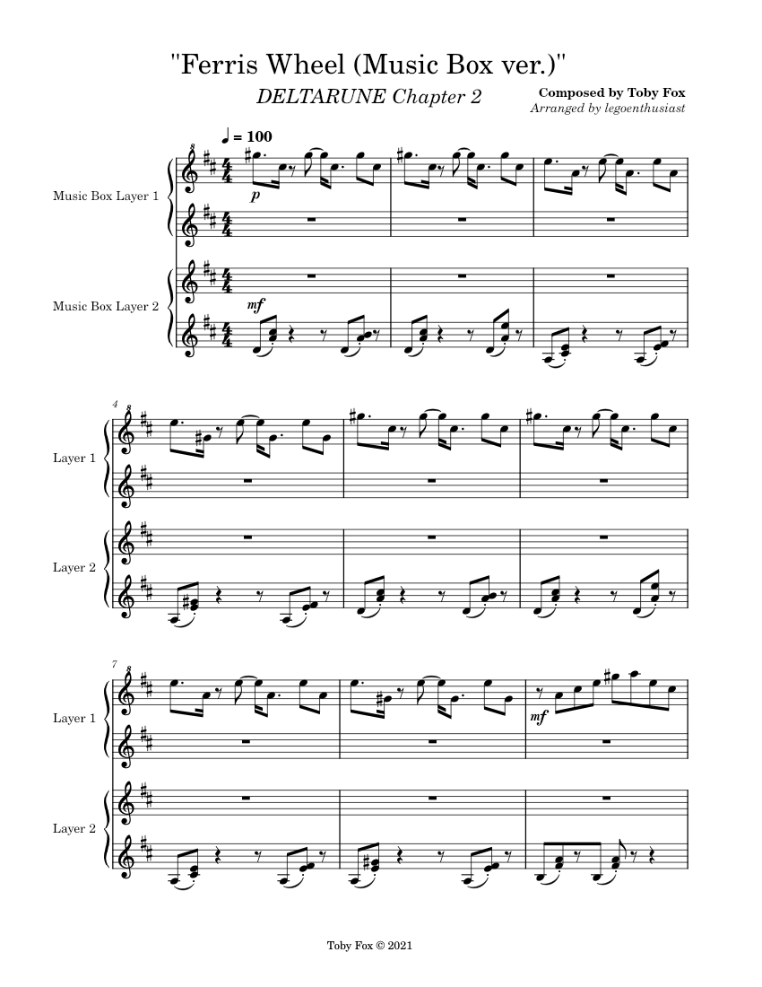 Ferris Wheel Music Box Remix DELTARUNE Chapter 2 Piano Tutorial