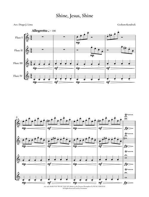 Shine, Jesus, Shine (Arr. Diogo J. Lima) - Crystal Lewis (Woodwind Ensemble)