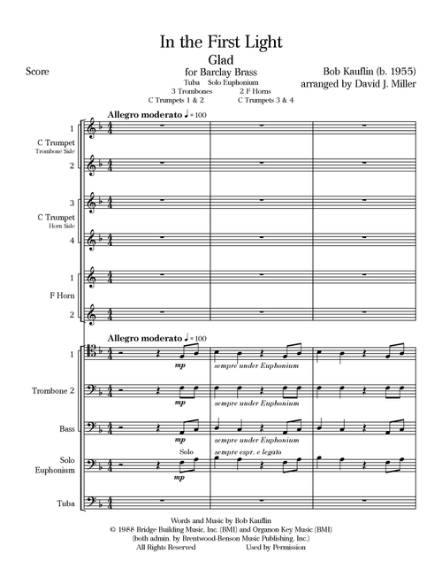 In The First Light (Arr. David J. Miller) - Bob Kauflin (Brass Ensemble)