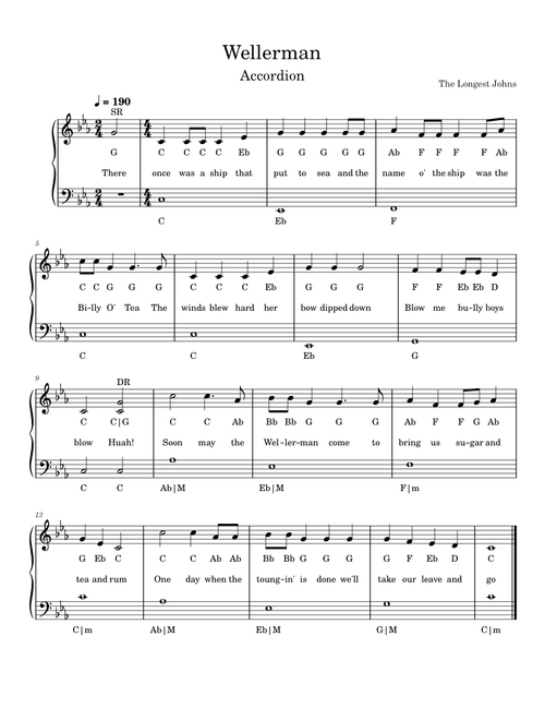 Wellerman – The Longest Johns (Accordion) (Simple)