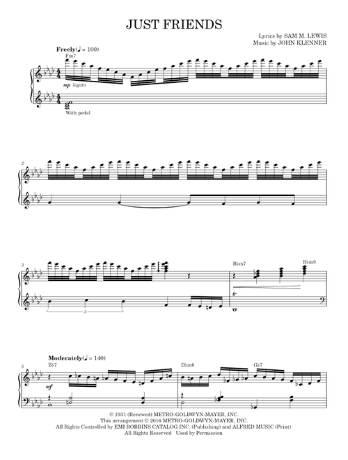 Just Friends (arr. Brent Edstrom) - Charlie Parker, John Klenner (Piano Solo)
