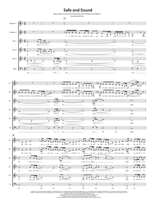 Safe And Sound (Arr. Ben Bram) - Taylor Swift Featuring The Civil Wars (Choral, SSAA)