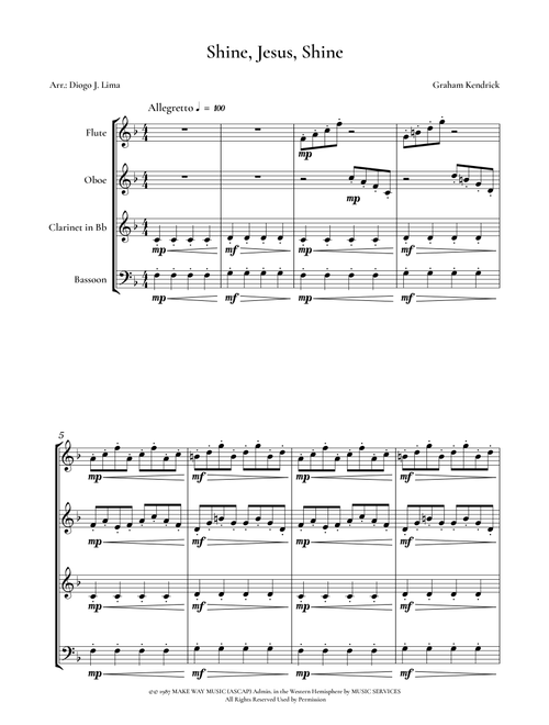 Shine, Jesus, Shine (Arr. Diogo J. Lima) - Crystal Lewis (Woodwind Ensemble)