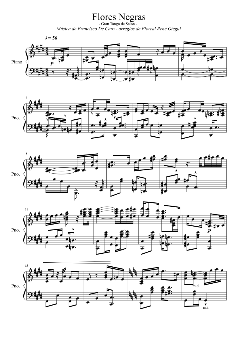 Francisco De Caro Flores Negras con arreglos FRO Sheet music for Piano  (Solo) 
