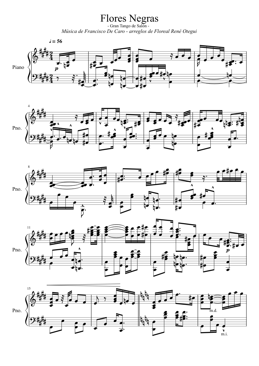 Francisco De Caro Flores Negras con arreglos FRO Sheet music for Piano (Solo) Francisco De Caro Flores Negras con arreglos FRO Sheet music for Piano (Solo)