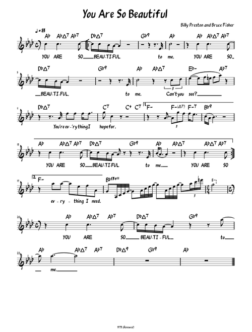 You Are So Beautiful (Lead sheet with lyrics )
